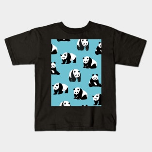 Panda Design on Blue Background Kids T-Shirt